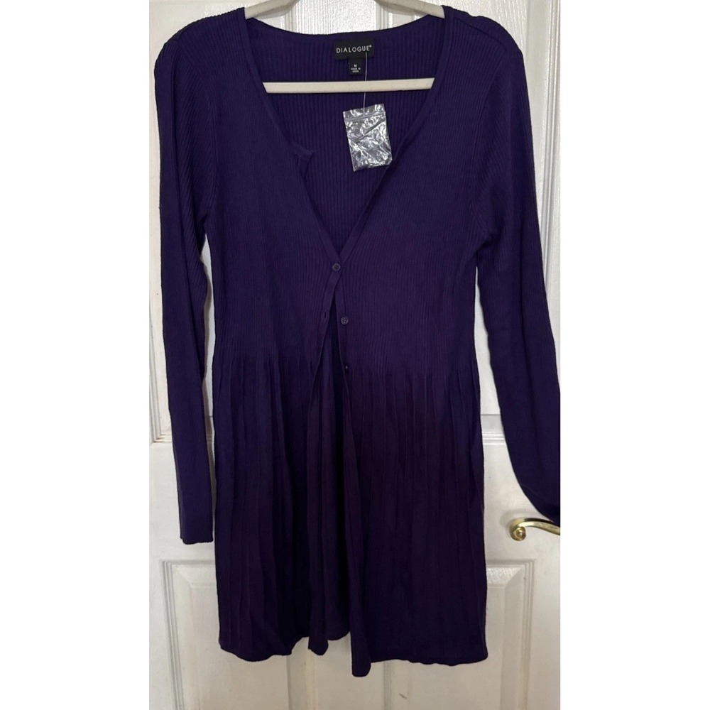 Dialogue Women's‎ Medium  Long Open Cardigan Sweater 70% Silk  10% Cashmere